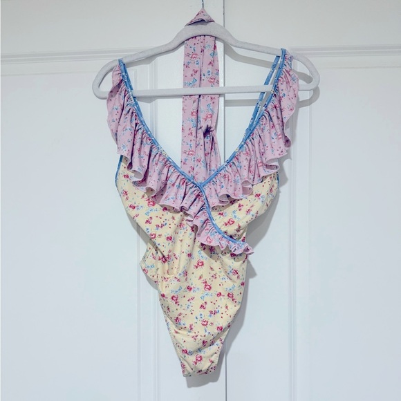 LoveShackFancy One Piece Swimsuit with tie sz S like new - Picture 4 of 5